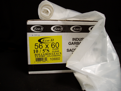 Picture of Garbage bag clear in roll, 56x60 X-strong
